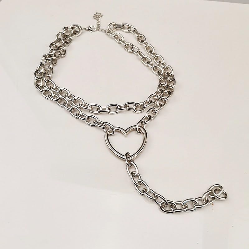 ANGLEQUEEN Chunky Silver Necklaces for Women Silver Layered Pirate Necklaces Punk 8090s Hip Hop Cuban Link Chain Necklace Layered Choker Necklace Pirate Prom Jewelry Freaknik Outfit Accessories - Image 4